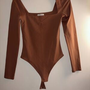Aritzia Brown Contour Long Sleeve Bodysuit